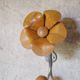 Vintage wood and metal years 70 s hooks in the shape of flowers