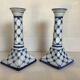 Paire de bougeoirs motifs bleus