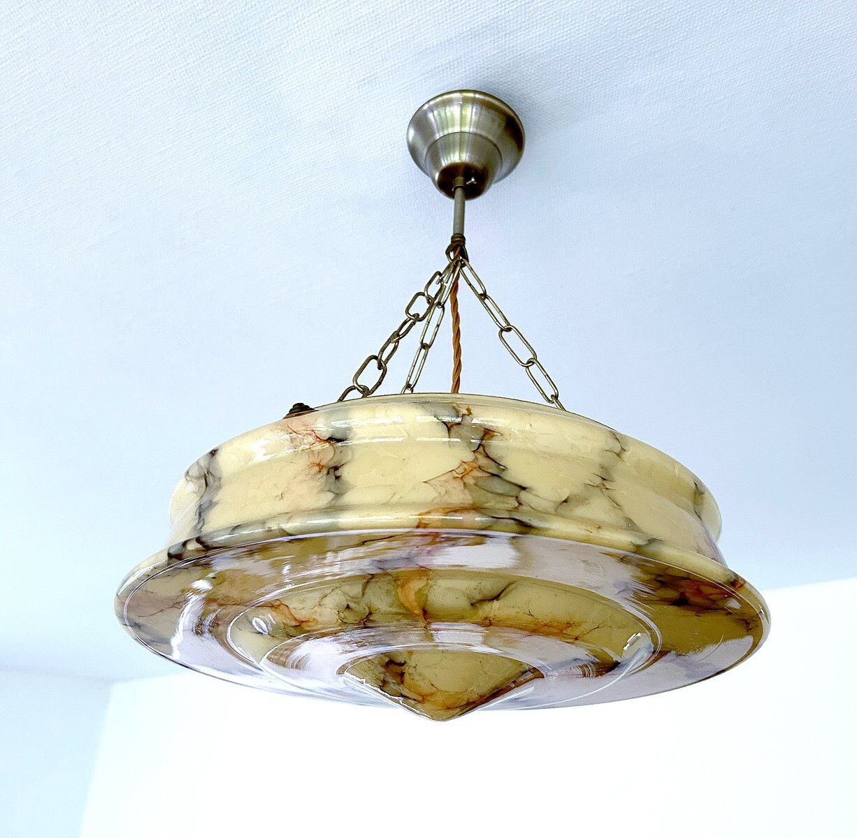 Art Deco pendant light in amber marble glass