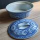 Oval Vintage Terrine in Blue and White Porcelain, Casserole with Lid