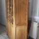 Parisian glass-fronted cabinet, Art Deco vintage bookshelf, solid oak furniture.