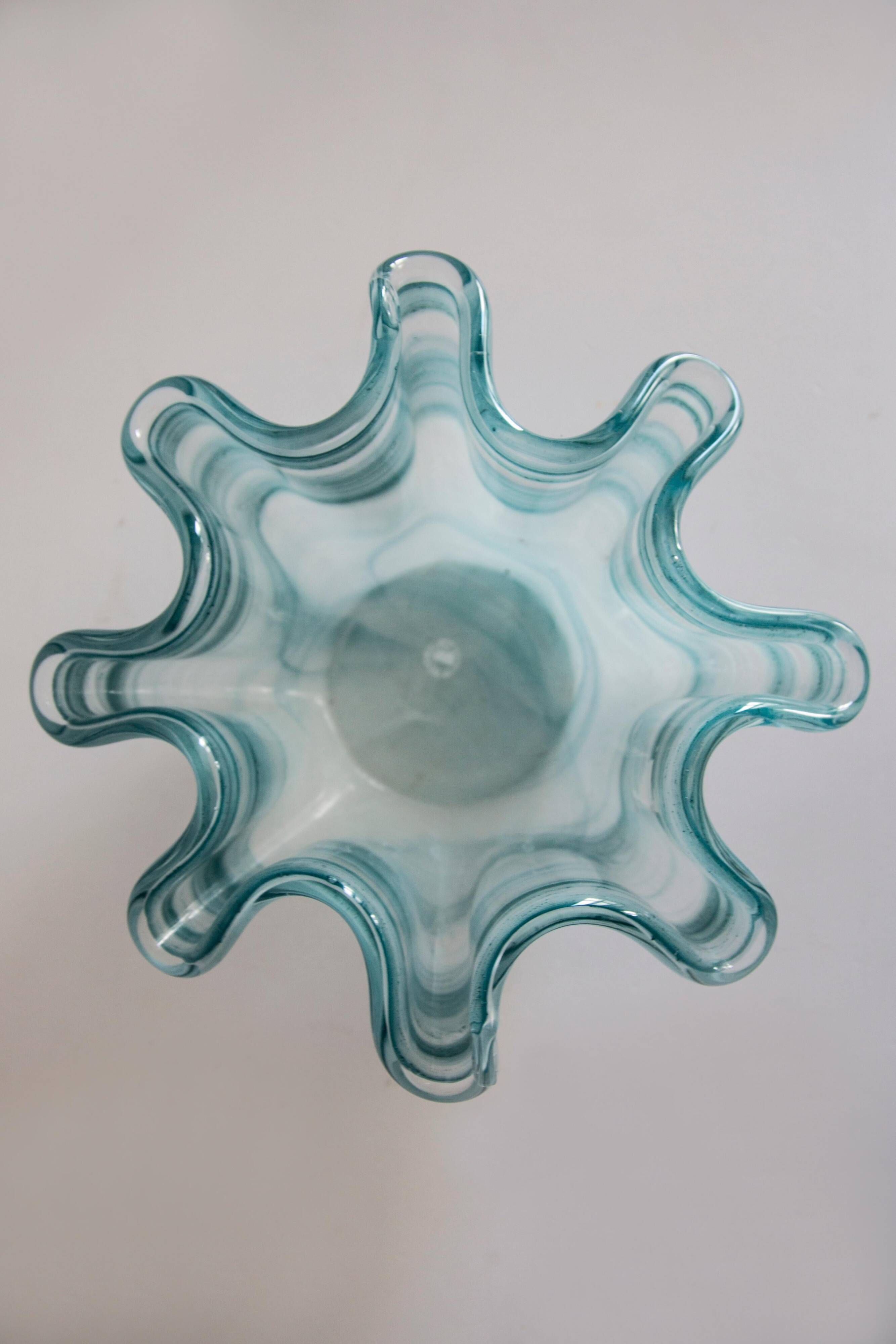 Large Murano glass bowl, mid-century style, Italy, 2000s.