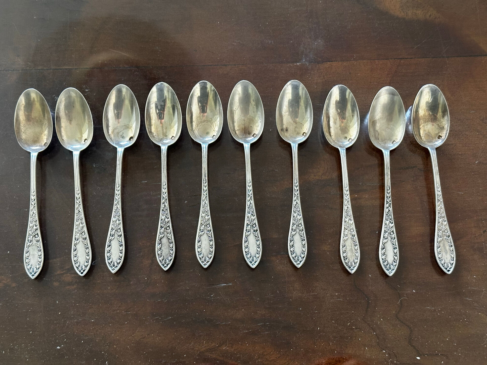 10 silver coffee or tea spoons - around 1900 - 17 g/spoon