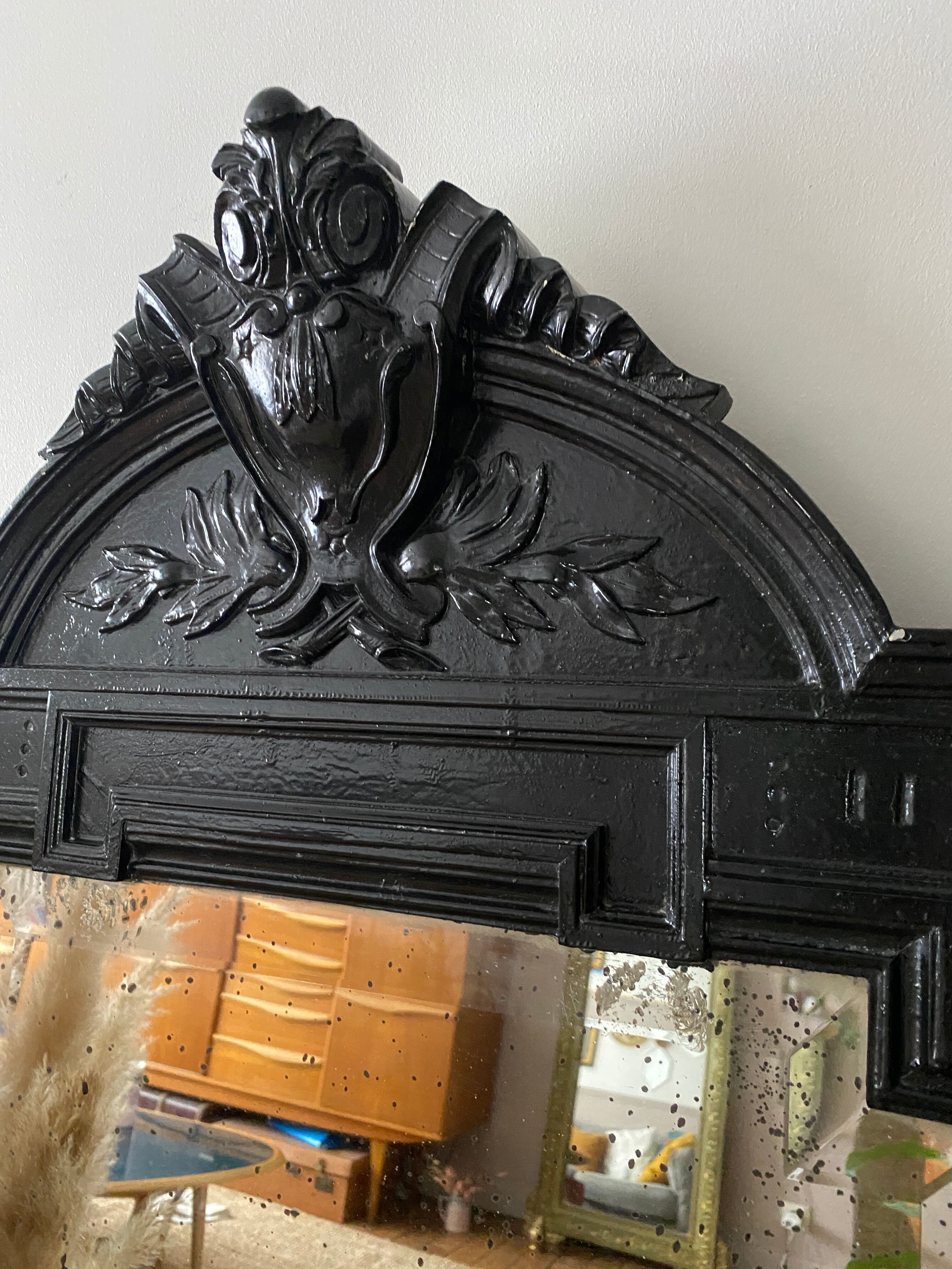 Black antique trumeau mirror 105x68