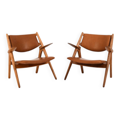 Fauteuils en chêne CH-28 de Hans J. Wegner