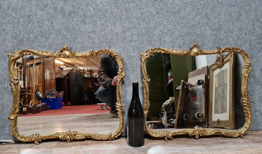 Paire de miroirs Louis XV Rocaille doré estampillés Braun a Paris circa 1880