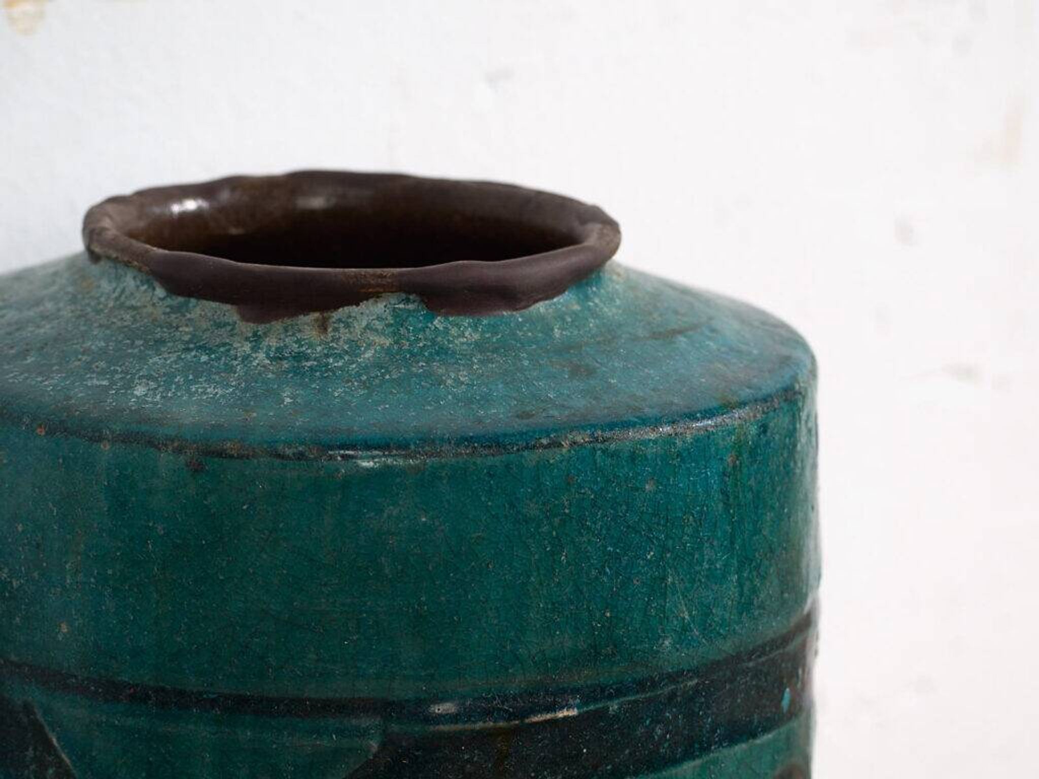Vase ancien émaillé vert émeraude (c.1820) #12