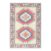 Tapis vintage turc Oushak fait main en laine et coton rouge