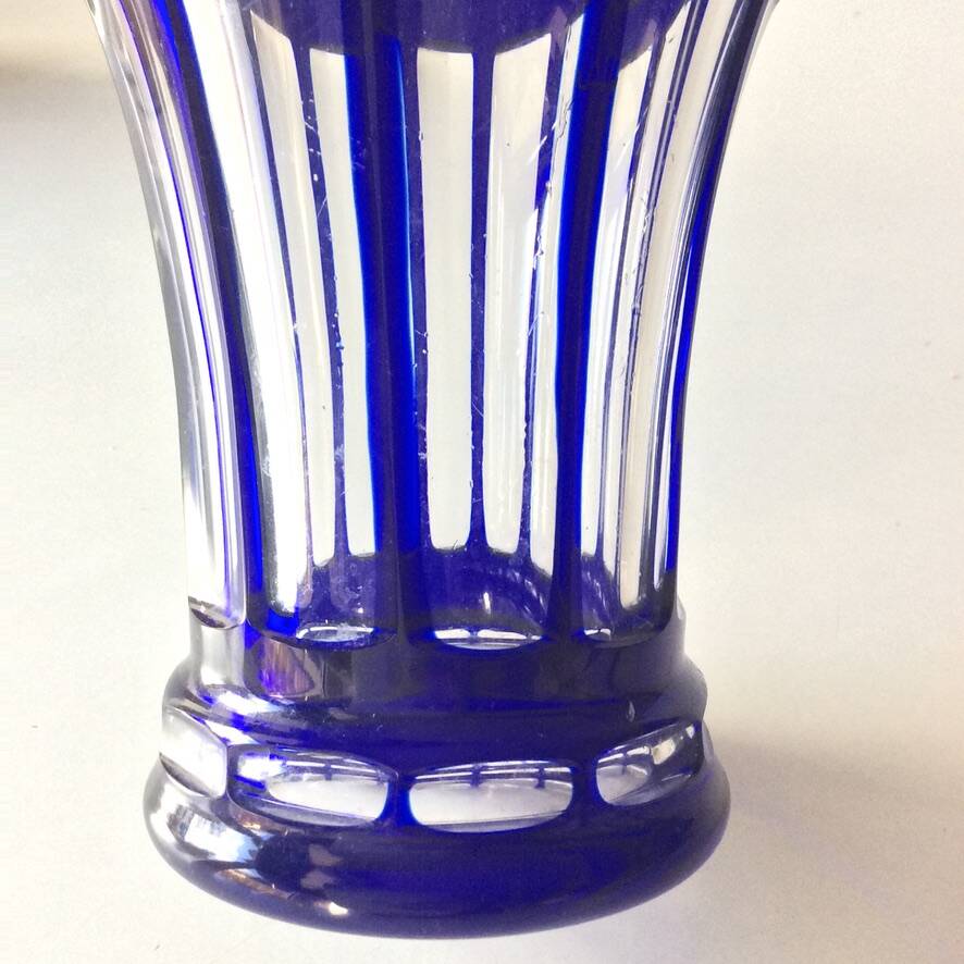 Signed Baccarat crystal overlay vase, 1940s