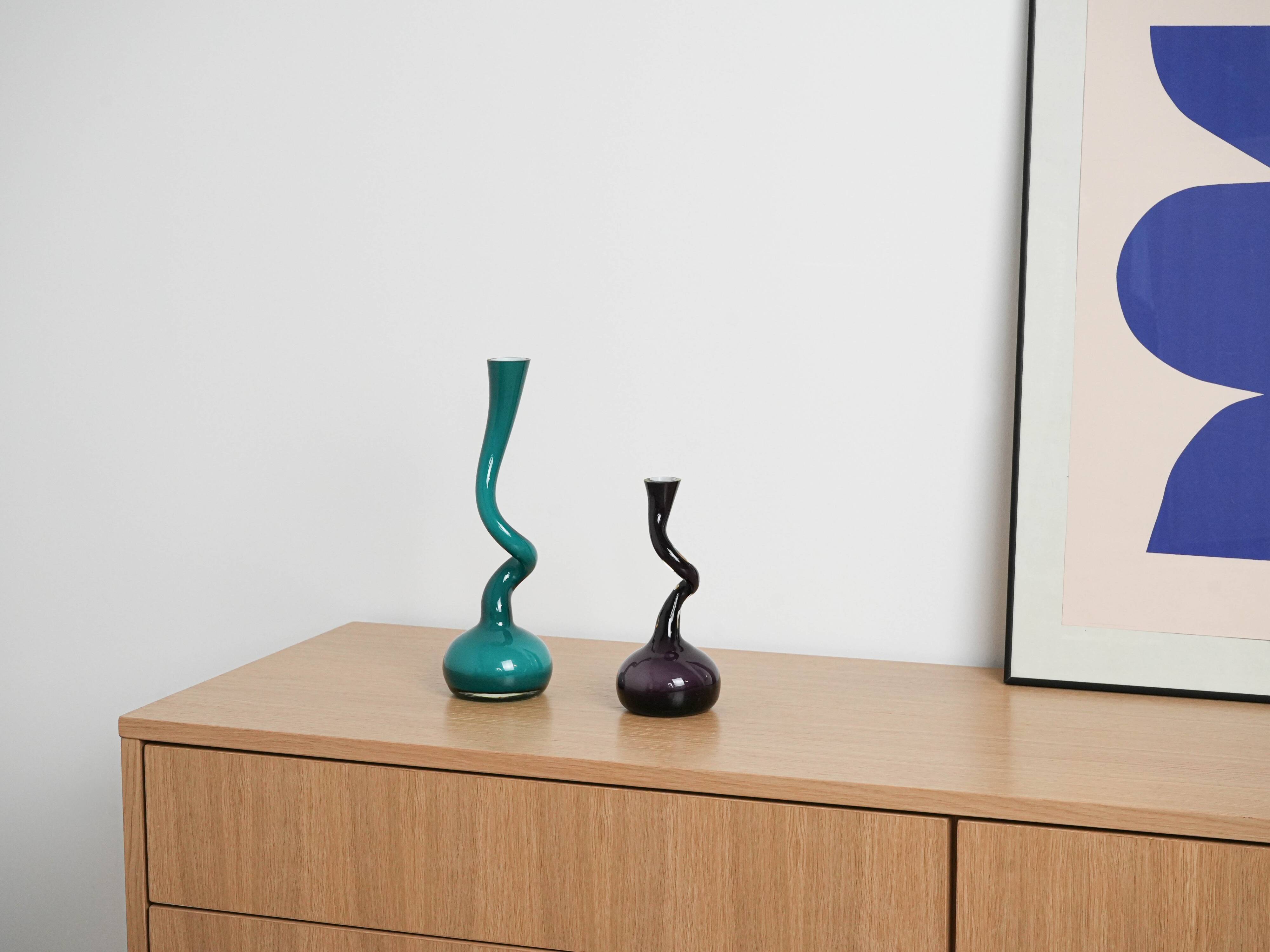 Turquoise vase, Swing Vase, Danish design, manufactured by Normann Copenhag