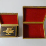 Old trundle boxes in straw marquetry
