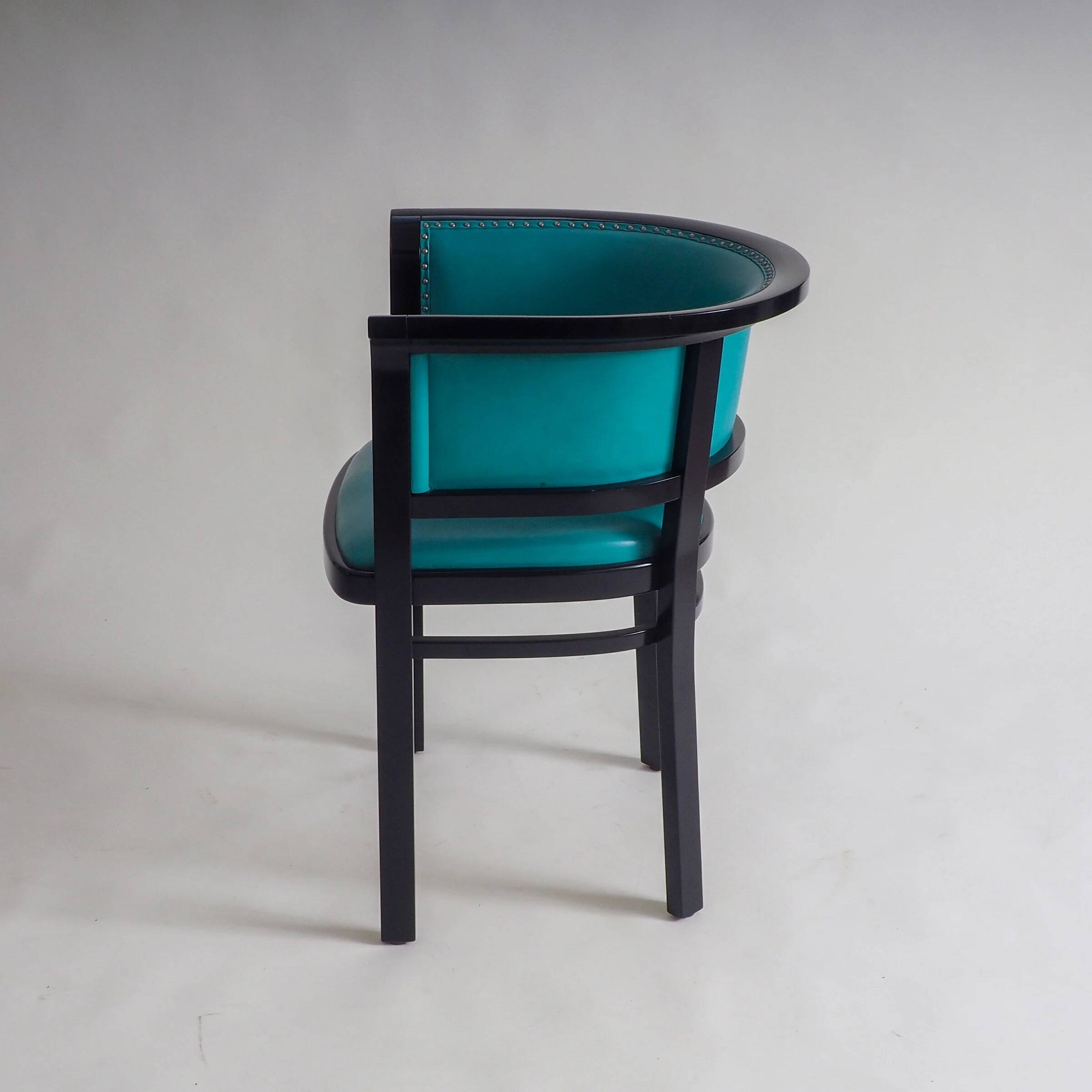 Black armchair with turquoise leather by Marcel Kammerer for Thonet