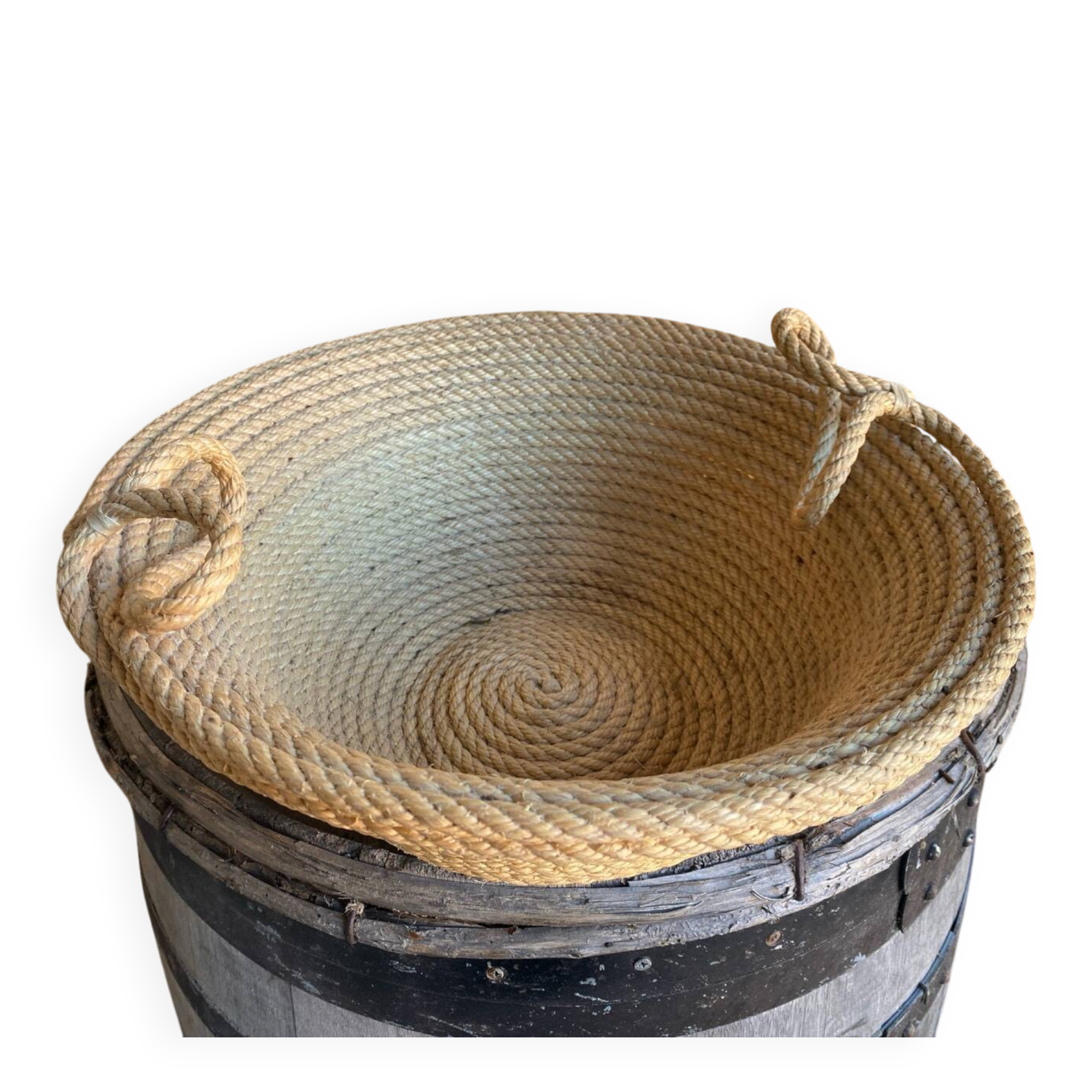 Old Basket with Vintage Rope Handles