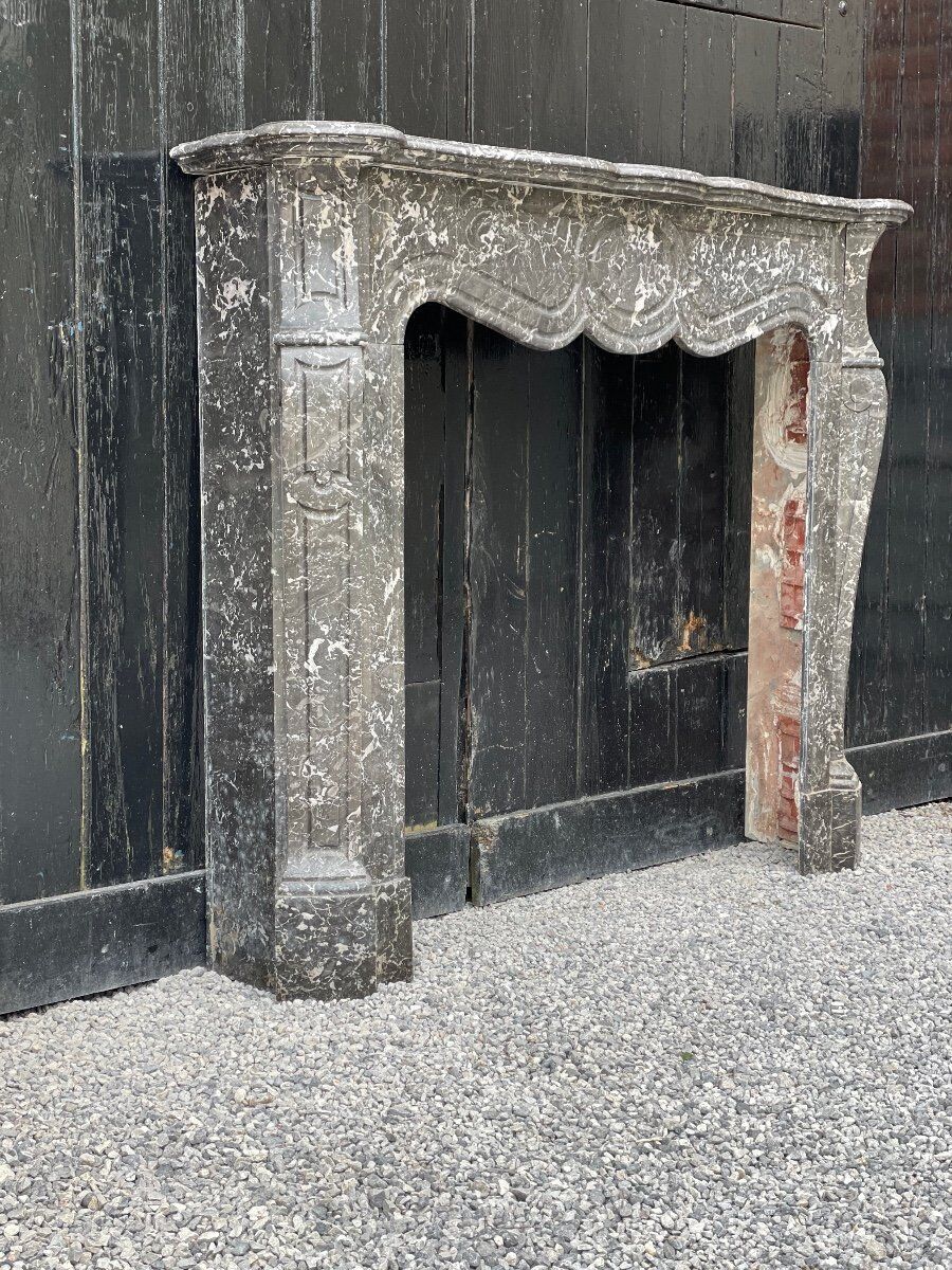 Fireplace Napoleon III in grey marble Saint-anne