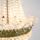 Antique Prism Chandelier Decorated In Brass, Bronze & Crystals From 1890s