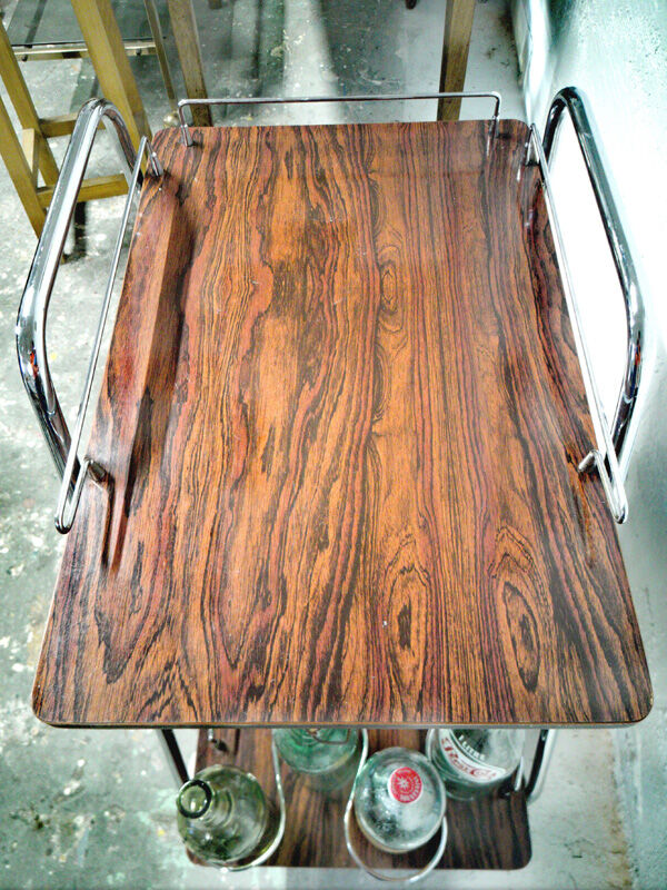 Vintage trolley bar with wheels