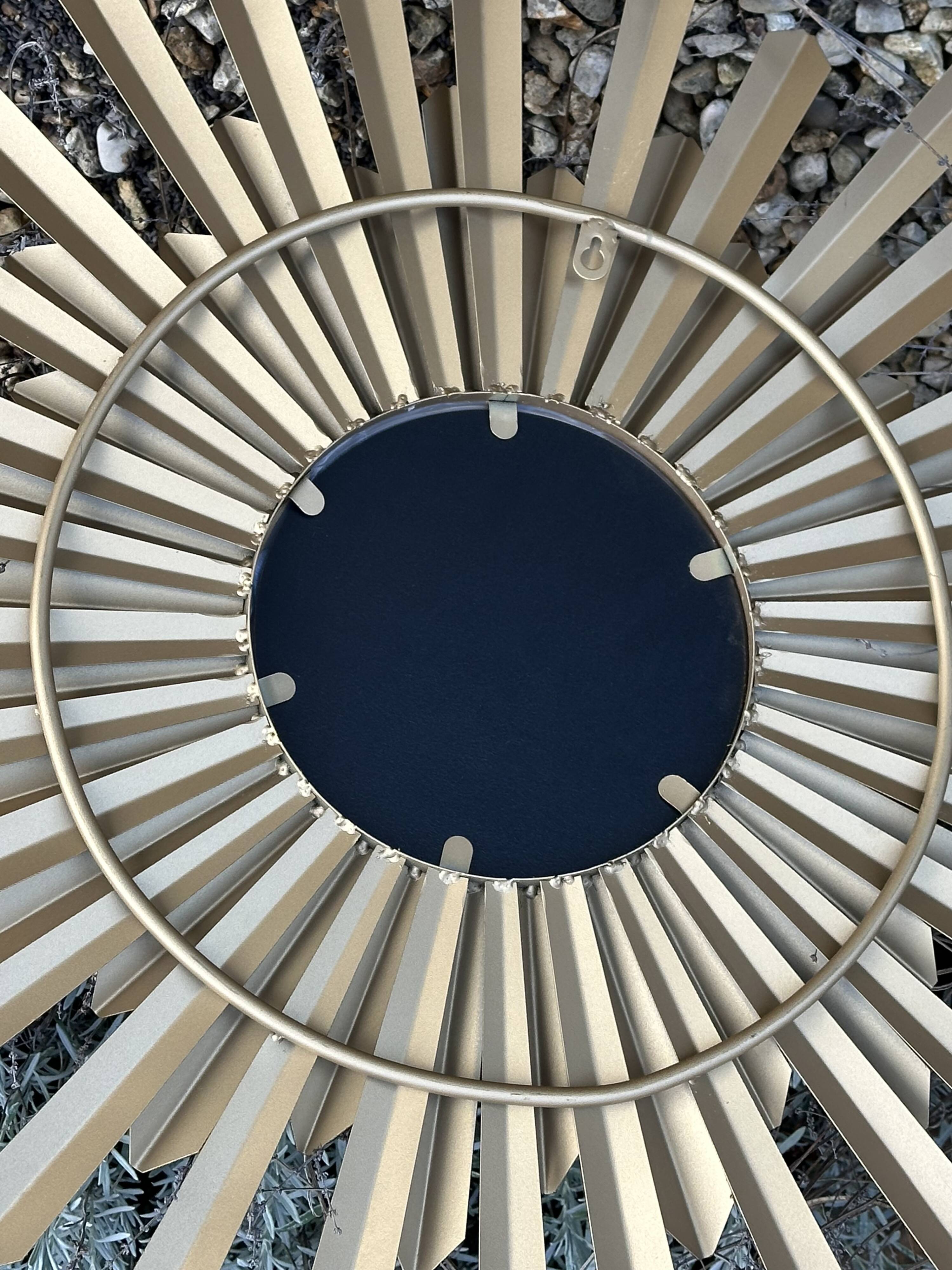 Sun mirror in patinated gold metal from the 2000s Diam 76 cm