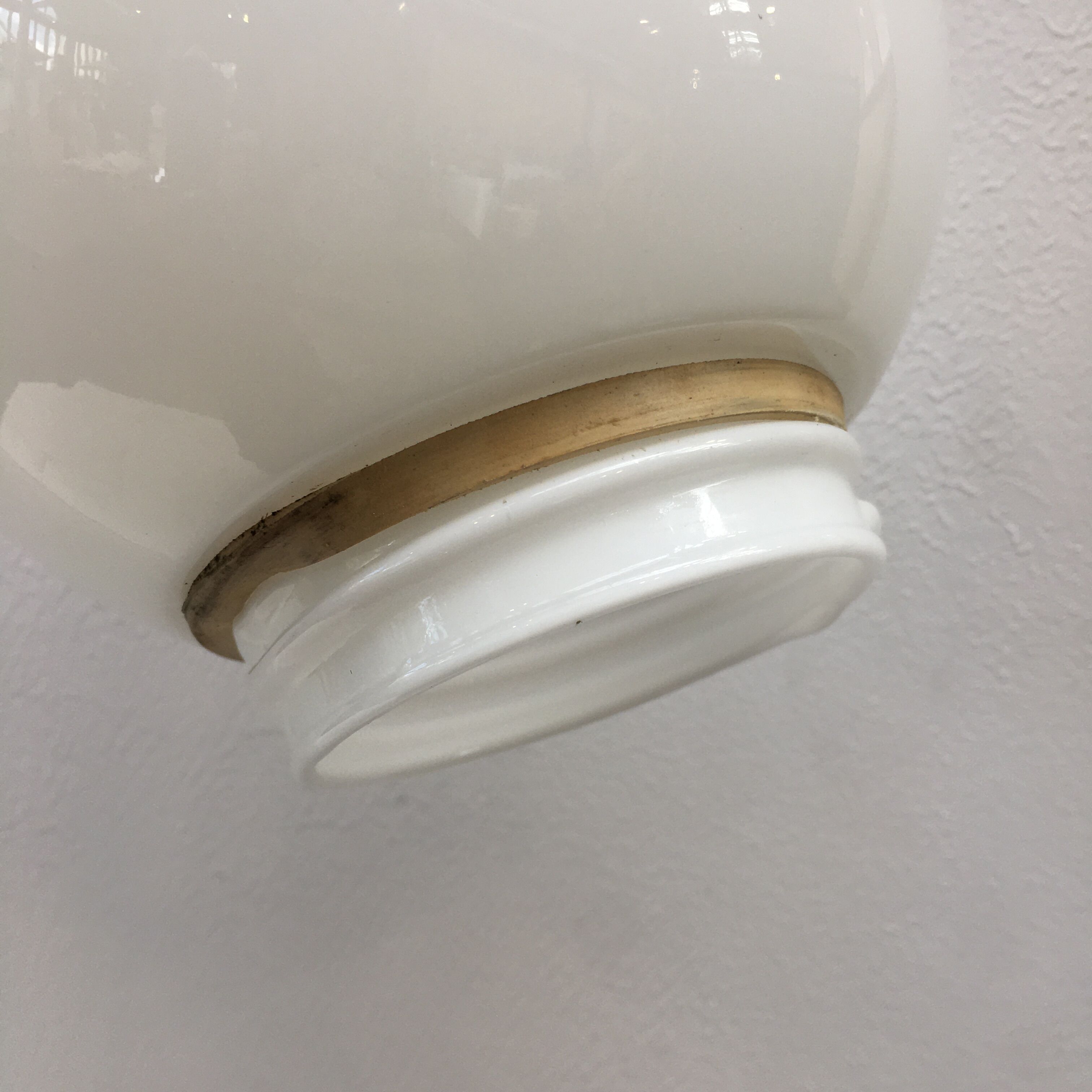 Vintage wall lamp black plastic base and opaline globe