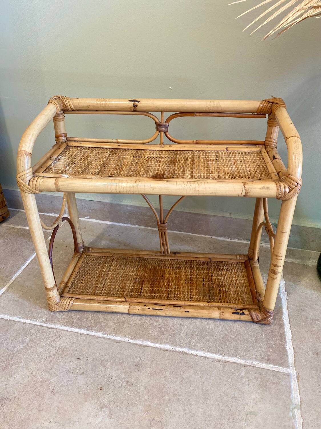 Vintage rattan shelf