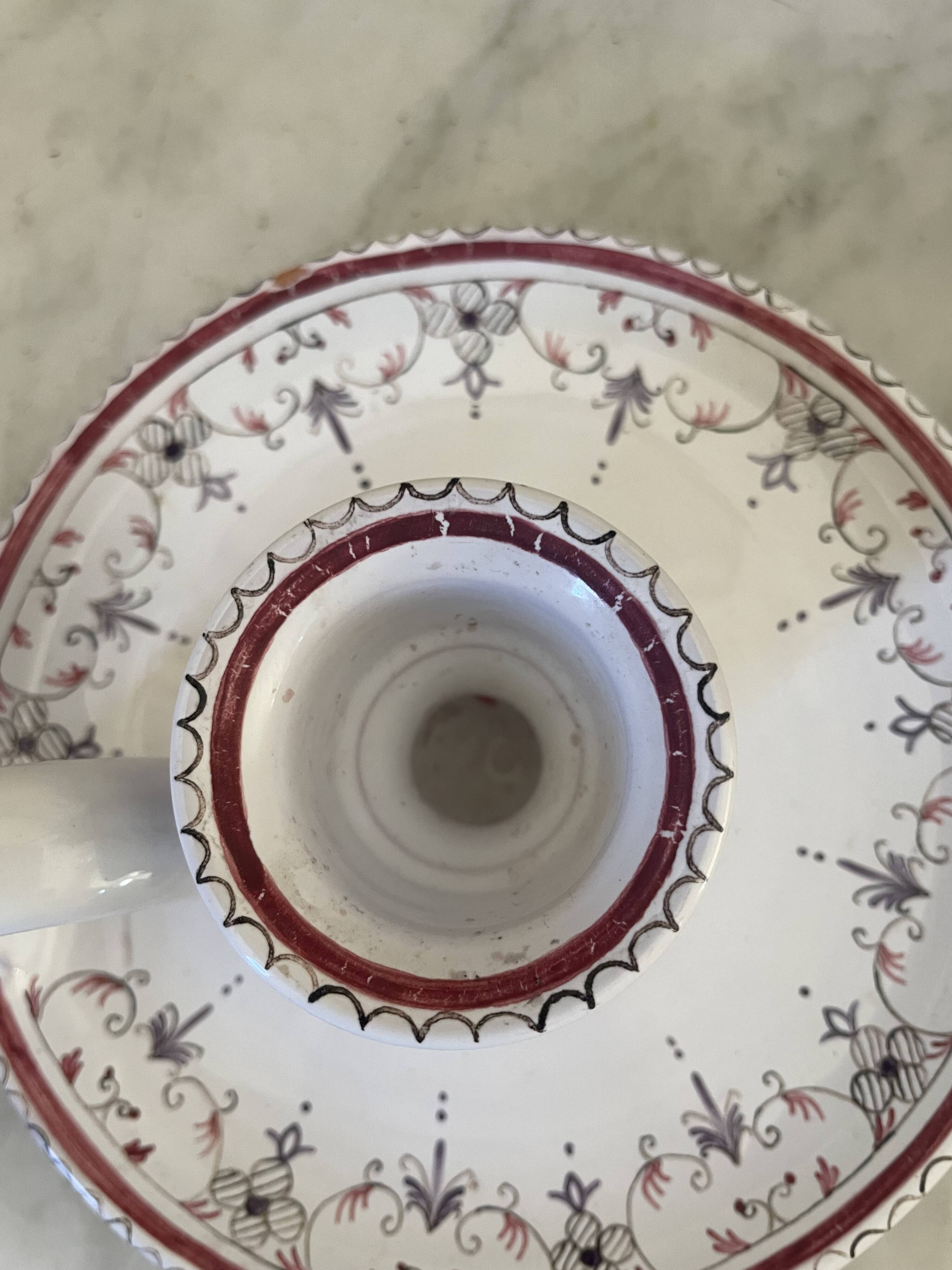 Ceramic hand candle holder with Moustiers decor