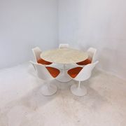 Knoll Marble Dining Table With 5 Chairs by Eero Saarinen, 1960s