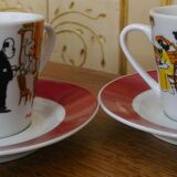 2 coffee cups with 2 porcelain saucers maxim's de paris
