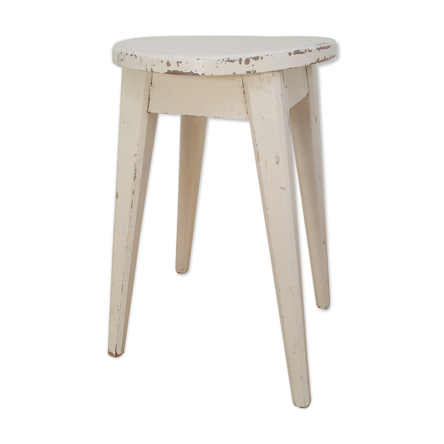 Vintage white farm stool