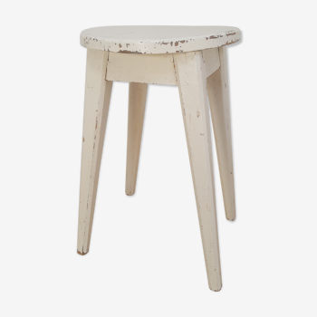 Tabouret de ferme blanc vintage