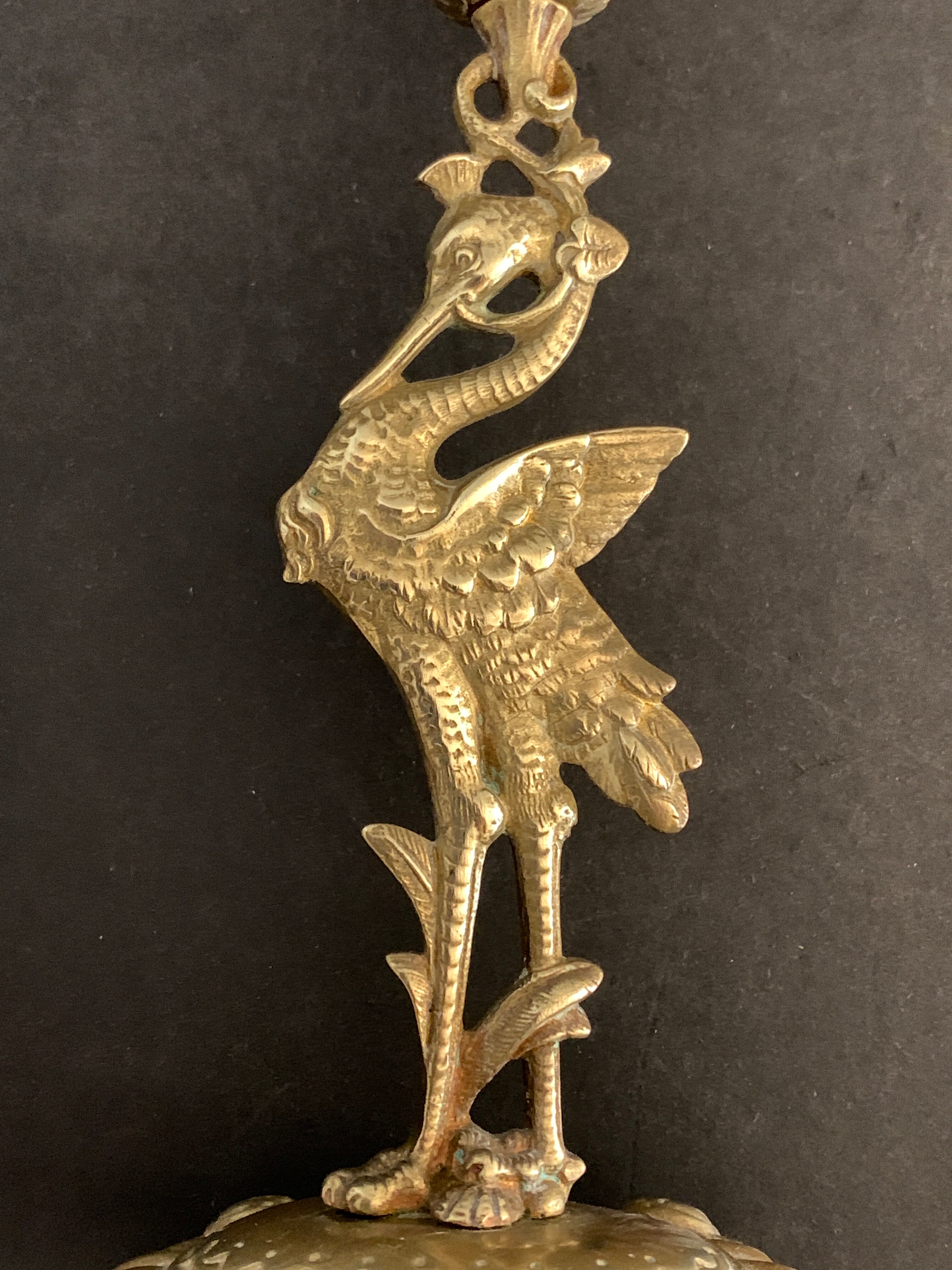 Brass heron heron animal candle holder