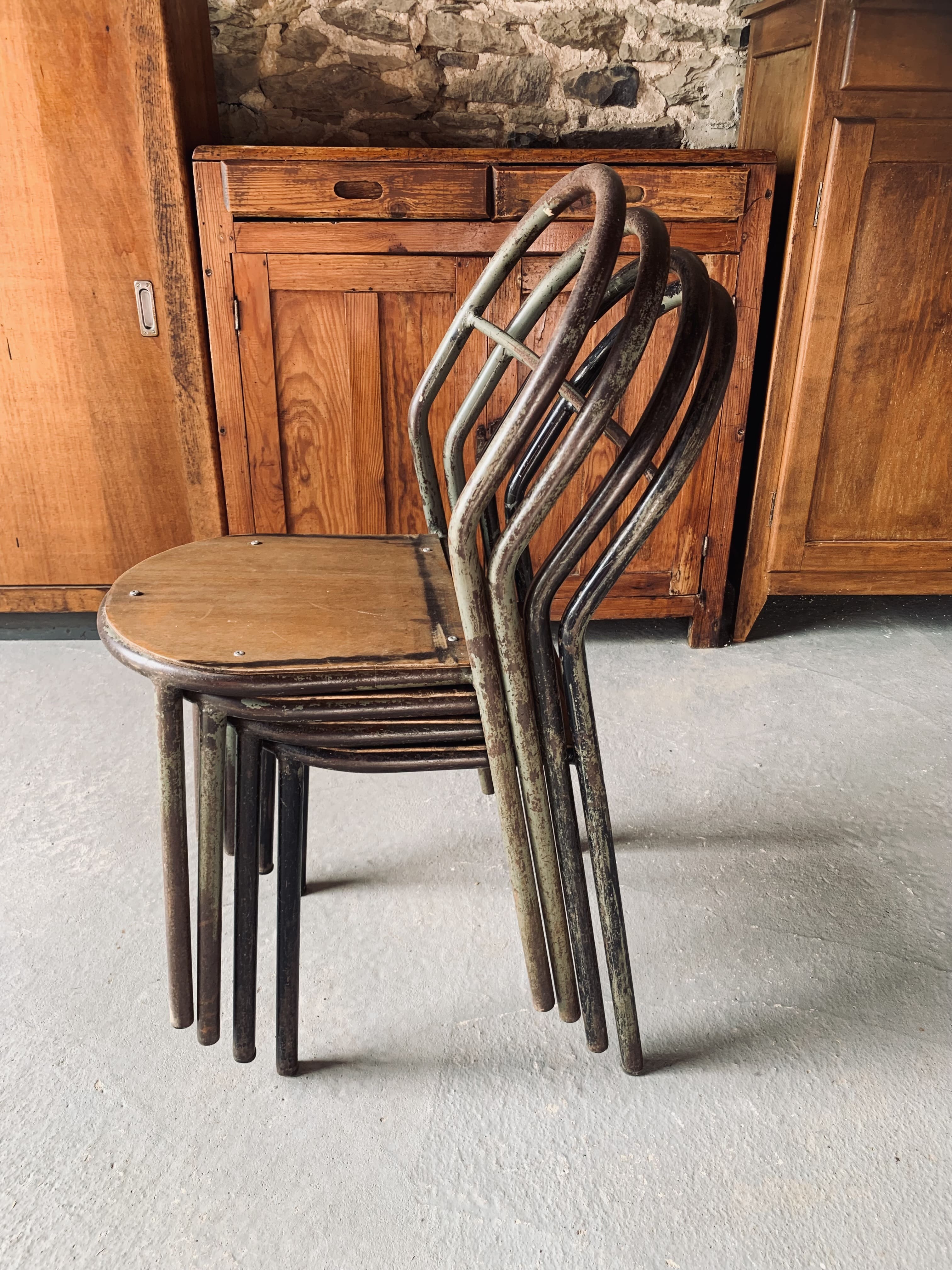 Set of 2 Mobilor chairs - 1950's - metal and wood