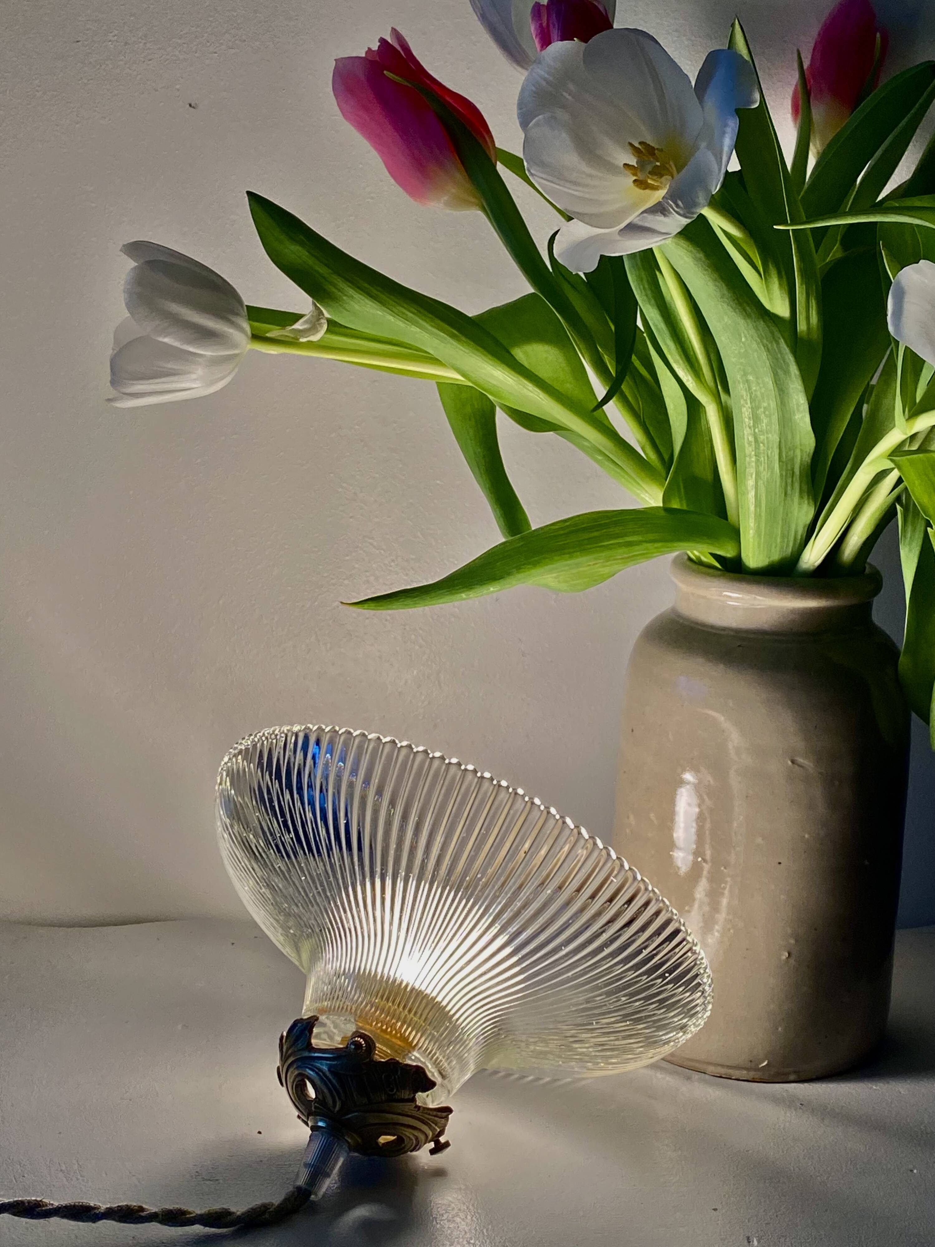 Holophone glass pendant light