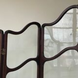 Art nouveau mahogany and glass concertina screen