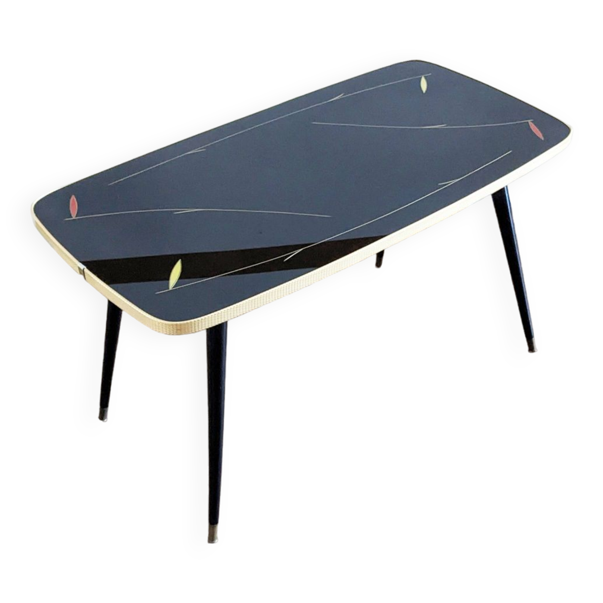 Glass coffee table with spindle legs