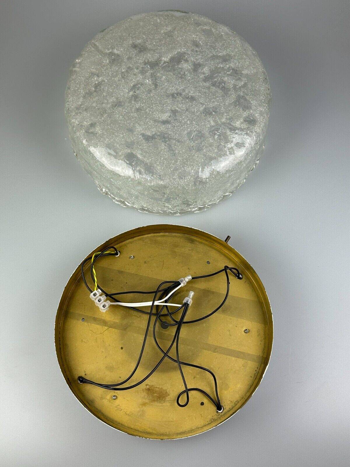 60s 70s ceiling lamp Plafoniere Flush Mount Ice Glass Hillebrand Germany