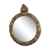 Miroir sorcière en résine doré années 60