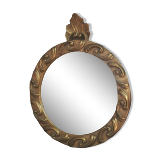 Witch mirror in gilded resin 60s