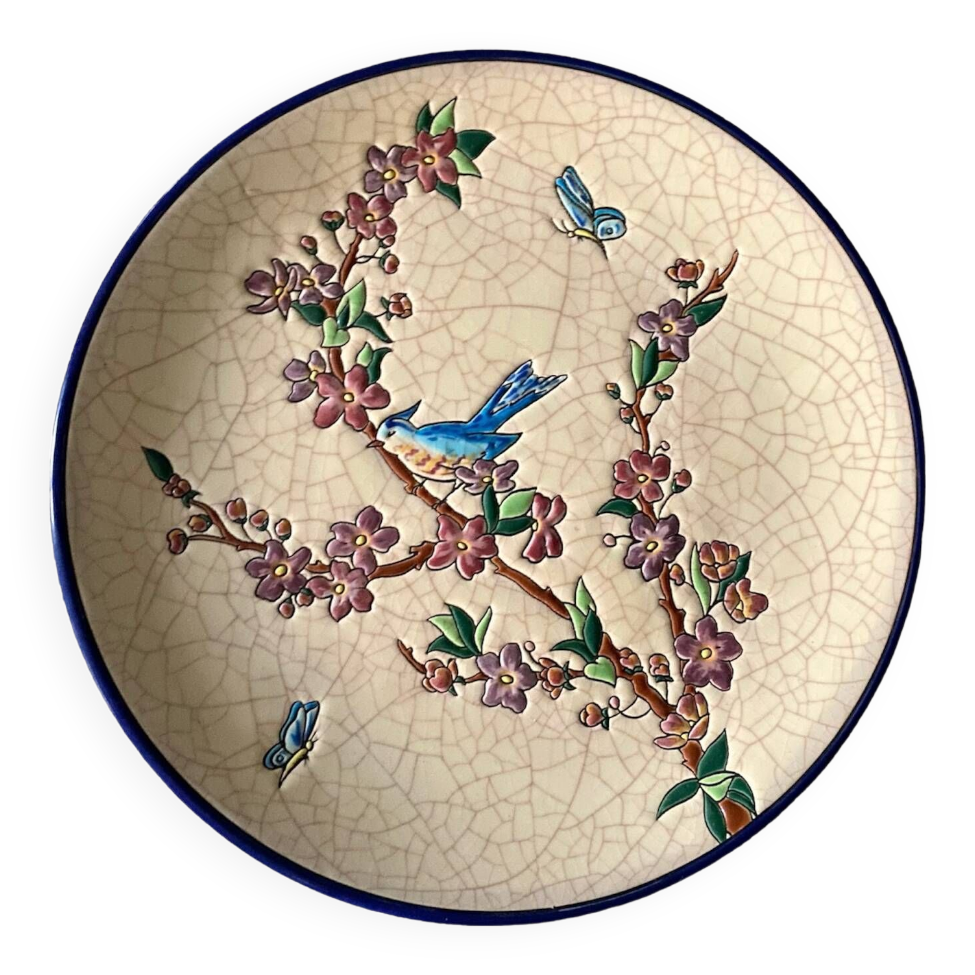 Ceramic plate with Longwy enamels