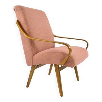 Fauteuil tchécoslovaque vintage rénové rose