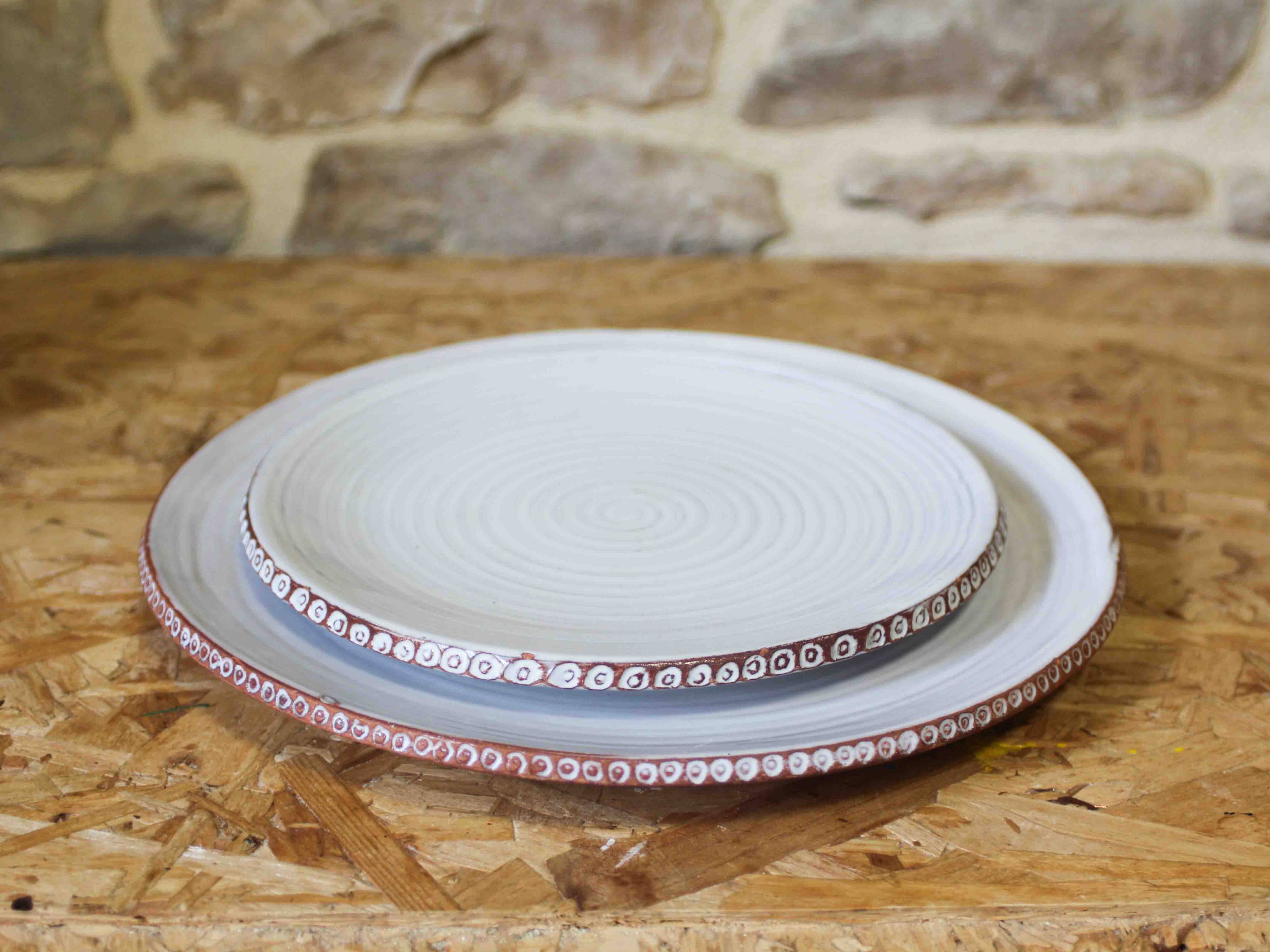 Set of 3 ceramic pieces by Gilbert Portanier Vallauris