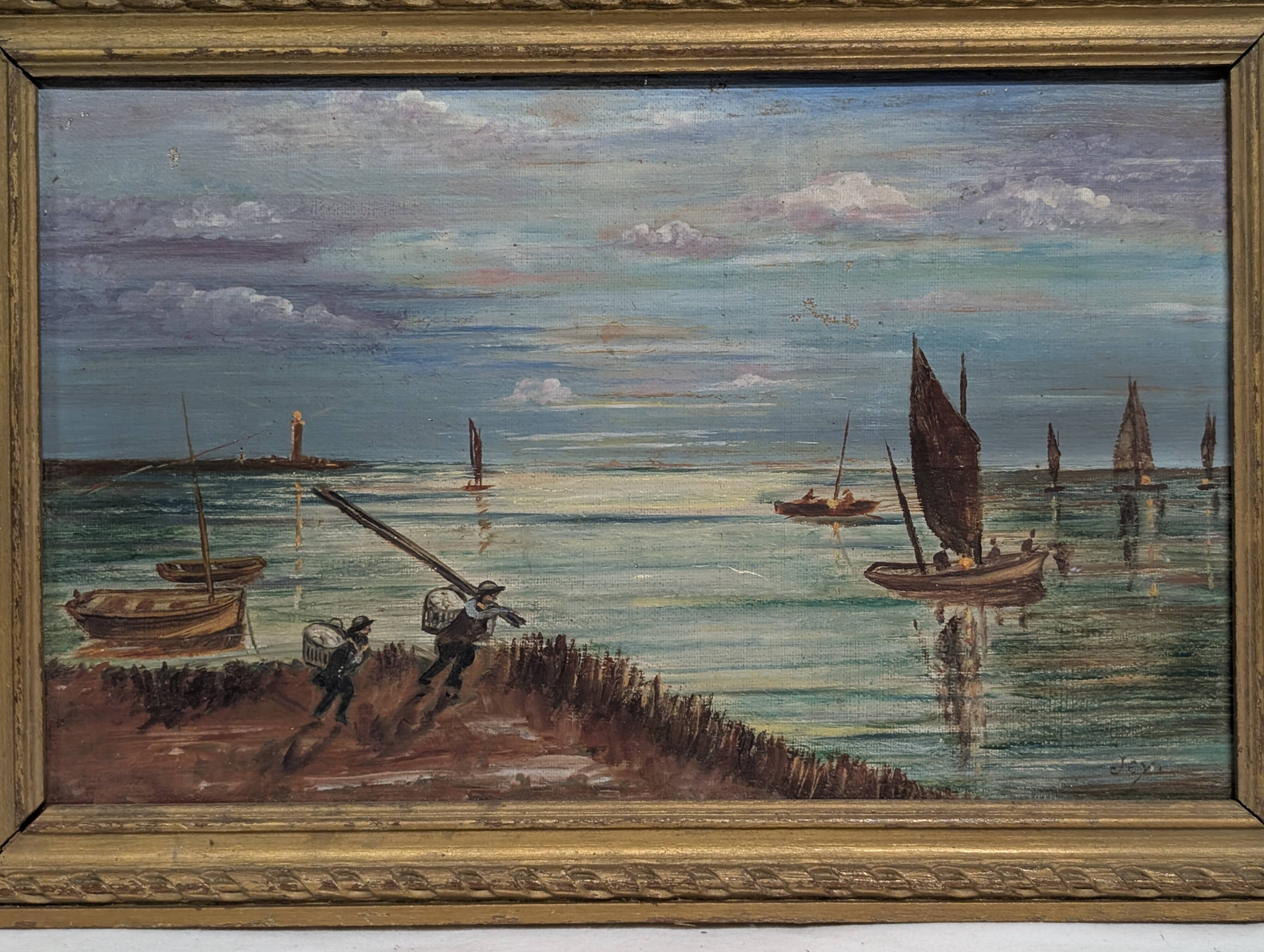 Old oil painting on canvas from the 19th/20th century.