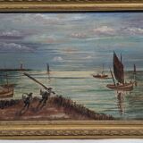 Old oil painting on canvas from the 19th/20th century.