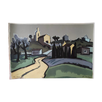 Landscape of Provence - original lithograph signed - numbered - Jean-Claude Quilici