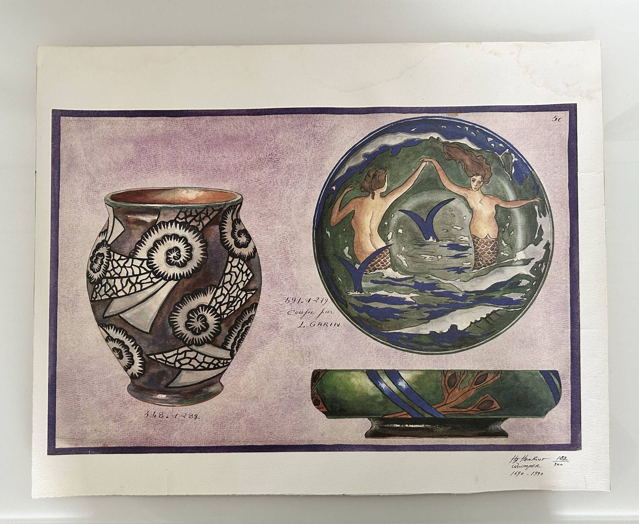Lithograph HB Henriot Quimper signed and numbered