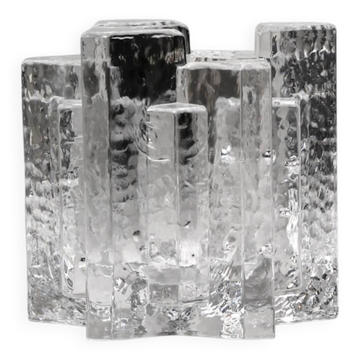 Brutalist Swedish Crystal Glass Candle Holder