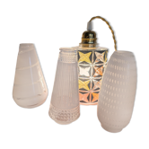 Trio de tulipes en verre satiné années 60-70