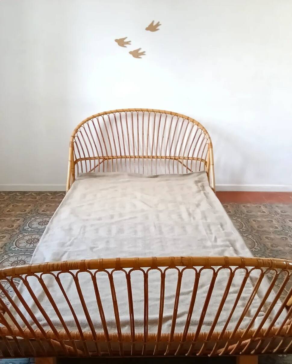 Lit en rotin des années 60/70