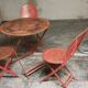 Sheet metal table and chairs