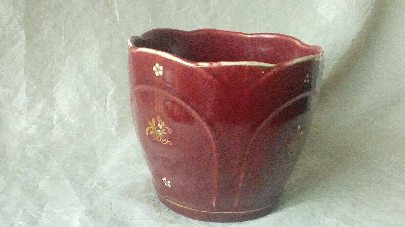 Cache pot en faience fives lille decor emaille epoque art nouveau