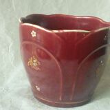 Fives lille earthenware planter with enamel decor, art nouveau period