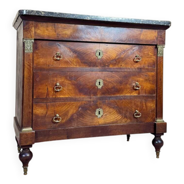 19th Century Restoration Period Flamed Mahogany Chest of Drawers